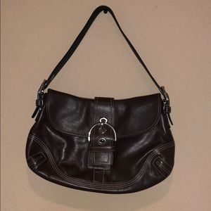 COACH BROWN LEATHER MEDIUM PURSE
